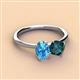 3 - Tanya Oval Shape Blue Topaz & Cushion Shape London Blue Topaz 2 Stone Duo Ring 