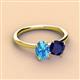 3 - Tanya Oval Shape Blue Topaz & Cushion Shape Blue Sapphire 2 Stone Duo Ring 