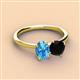3 - Tanya Oval Shape Blue Topaz & Cushion Shape Black Onyx 2 Stone Duo Ring 