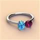 3 - Tanya Oval Shape Blue Topaz & Cushion Shape Rhodolite Garnet 2 Stone Duo Ring 