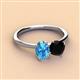 3 - Tanya Oval Shape Blue Topaz & Cushion Shape Black Onyx 2 Stone Duo Ring 