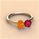 3 - Tanya Oval Shape Citrine & Cushion Shape Ruby 2 Stone Duo Ring 
