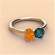 3 - Tanya Oval Shape Citrine & Cushion Shape London Blue Topaz 2 Stone Duo Ring 