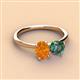 3 - Tanya Oval Shape Citrine & Cushion Shape Lab Created Alexandrite 2 Stone Duo Ring 