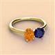 3 - Tanya Oval Shape Citrine & Cushion Shape Blue Sapphire 2 Stone Duo Ring 