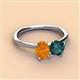 3 - Tanya Oval Shape Citrine & Cushion Shape London Blue Topaz 2 Stone Duo Ring 