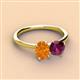 3 - Tanya Oval Shape Citrine & Cushion Shape Rhodolite Garnet 2 Stone Duo Ring 