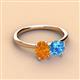3 - Tanya Oval Shape Citrine & Cushion Shape Blue Topaz 2 Stone Duo Ring 
