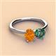3 - Tanya Oval Shape Citrine & Cushion Shape Lab Created Alexandrite 2 Stone Duo Ring 