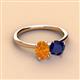 3 - Tanya Oval Shape Citrine & Cushion Shape Blue Sapphire 2 Stone Duo Ring 