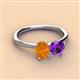 3 - Tanya Oval Shape Citrine & Cushion Shape Amethyst 2 Stone Duo Ring 