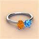 3 - Tanya Oval Shape Citrine & Cushion Shape Blue Topaz 2 Stone Duo Ring 