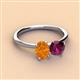 3 - Tanya Oval Shape Citrine & Cushion Shape Rhodolite Garnet 2 Stone Duo Ring 