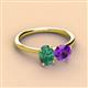 3 - Tanya Oval Shape Lab Created Alexandrite & Cushion Shape Amethyst 2 Stone Duo Ring 