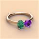 3 - Tanya Oval Shape Lab Created Alexandrite & Cushion Shape Amethyst 2 Stone Duo Ring 