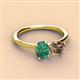 3 - Tanya Oval Shape Lab Created Alexandrite & Cushion Shape Smoky Quartz 2 Stone Duo Ring 