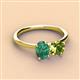 3 - Tanya Oval Shape Lab Created Alexandrite & Cushion Shape Peridot 2 Stone Duo Ring 