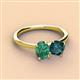 3 - Tanya Oval Shape Lab Created Alexandrite & Cushion Shape London Blue Topaz 2 Stone Duo Ring 