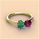 3 - Tanya Oval Shape Lab Created Alexandrite & Cushion Shape Rhodolite Garnet 2 Stone Duo Ring 