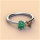 3 - Tanya Oval Shape Lab Created Alexandrite & Cushion Shape Smoky Quartz 2 Stone Duo Ring 