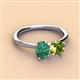 3 - Tanya Oval Shape Lab Created Alexandrite & Cushion Shape Peridot 2 Stone Duo Ring 
