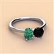 3 - Tanya Oval Shape Lab Created Alexandrite & Cushion Shape Black Onyx 2 Stone Duo Ring 