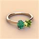 3 - Tanya Oval Shape Lab Created Alexandrite & Cushion Shape Peridot 2 Stone Duo Ring 