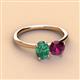 3 - Tanya Oval Shape Lab Created Alexandrite & Cushion Shape Rhodolite Garnet 2 Stone Duo Ring 