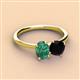 3 - Tanya Oval Shape Lab Created Alexandrite & Cushion Shape Black Onyx 2 Stone Duo Ring 