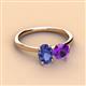 3 - Tanya Oval Shape Iolite & Cushion Shape Amethyst 2 Stone Duo Ring 
