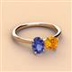 3 - Tanya Oval Shape Iolite & Cushion Shape Citrine 2 Stone Duo Ring 