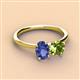 3 - Tanya Oval Shape Iolite & Cushion Shape Peridot 2 Stone Duo Ring 
