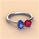 3 - Tanya Oval Shape Iolite & Cushion Shape Ruby 2 Stone Duo Ring 
