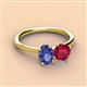 3 - Tanya Oval Shape Iolite & Cushion Shape Ruby 2 Stone Duo Ring 