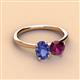 3 - Tanya Oval Shape Iolite & Cushion Shape Rhodolite Garnet 2 Stone Duo Ring 
