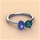 3 - Tanya Oval Shape Iolite & Cushion Shape London Blue Topaz 2 Stone Duo Ring 
