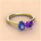 3 - Tanya Oval Shape Iolite & Cushion Shape Amethyst 2 Stone Duo Ring 