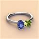 3 - Tanya Oval Shape Iolite & Cushion Shape Peridot 2 Stone Duo Ring 