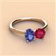 3 - Tanya Oval Shape Iolite & Cushion Shape Ruby 2 Stone Duo Ring 