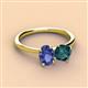 3 - Tanya Oval Shape Iolite & Cushion Shape London Blue Topaz 2 Stone Duo Ring 