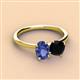 3 - Tanya Oval Shape Iolite & Cushion Shape Black Onyx 2 Stone Duo Ring 
