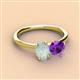 3 - Tanya Oval Shape Opal & Cushion Shape Amethyst 2 Stone Duo Ring 