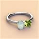 3 - Tanya Oval Shape Opal & Cushion Shape Peridot 2 Stone Duo Ring 