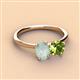 3 - Tanya Oval Shape Opal & Cushion Shape Peridot 2 Stone Duo Ring 
