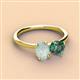 3 - Tanya Oval Shape Opal & Cushion Shape Lab Created Alexandrite 2 Stone Duo Ring 