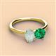 3 - Tanya Oval Shape Opal & Cushion Shape Emerald 2 Stone Duo Ring 