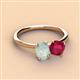3 - Tanya Oval Shape Opal & Cushion Shape Ruby 2 Stone Duo Ring 
