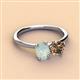 3 - Tanya Oval Shape Opal & Cushion Shape Smoky Quartz 2 Stone Duo Ring 