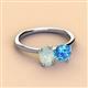 3 - Tanya Oval Shape Opal & Cushion Shape Blue Topaz 2 Stone Duo Ring 