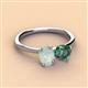 3 - Tanya Oval Shape Opal & Cushion Shape Lab Created Alexandrite 2 Stone Duo Ring 
